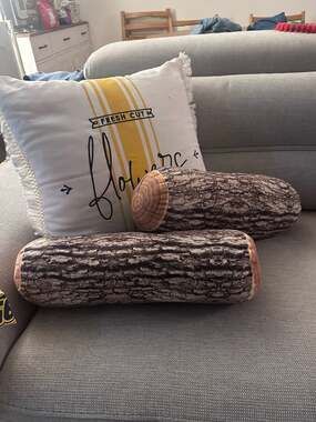 Realistic 3D Wood Grain Log Bolster Cylinder Throw Pillows